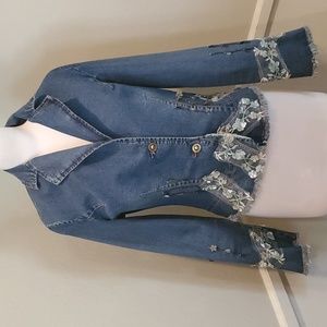 VEX jeans embroidered stretch jacket